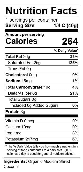 Organic Coconut, Medium Shred
